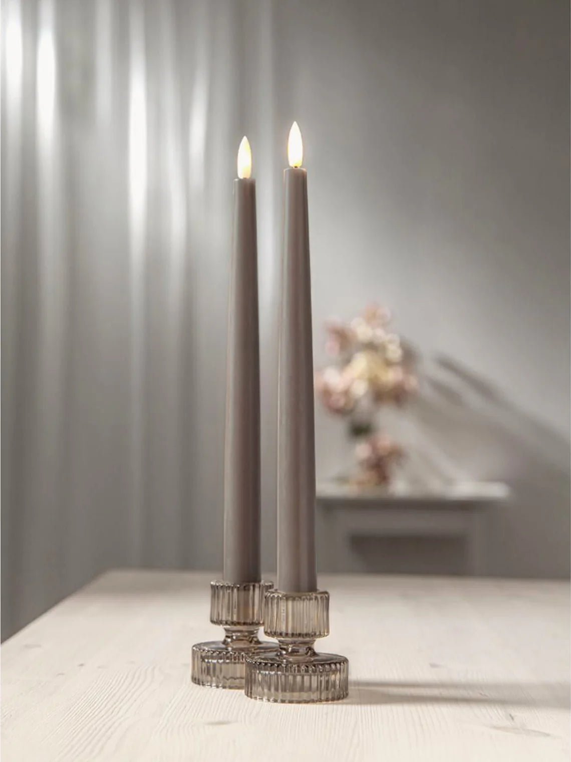 DomoStil™ Led Taper Candles Flame Slim with Timer Function and Remote Control, 2 - piece - Domostil™