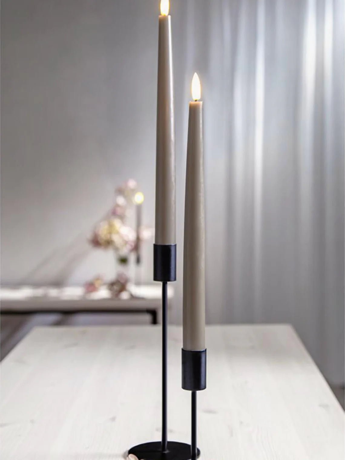 DomoStil™ Led Taper Candles Flame Slim with Timer Function and Remote Control, 2 - piece - Domostil™