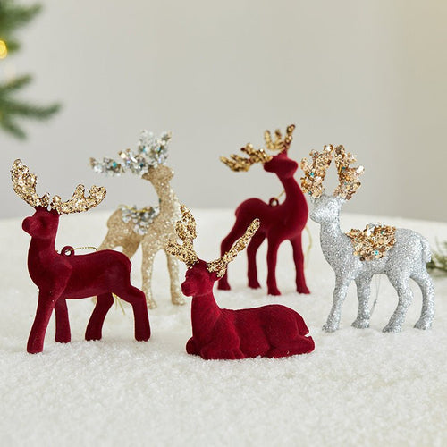 Christmas Sequined Flocking Elk Decoration - Domostil™